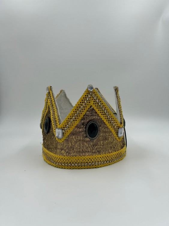 Корона Короля из парчи с черными камнями 
