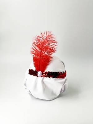 Повязка 30-е пайетки с пером красная