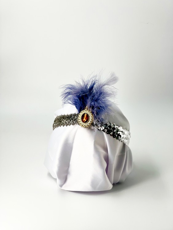 Повязка 30-е пайетки с пером серебро