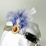 Повязка 30-е пайетки с пером серебро