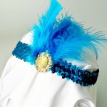 Повязка 30-е пайетки с пером синяя Повязка 30-е пайетки с пером синяя