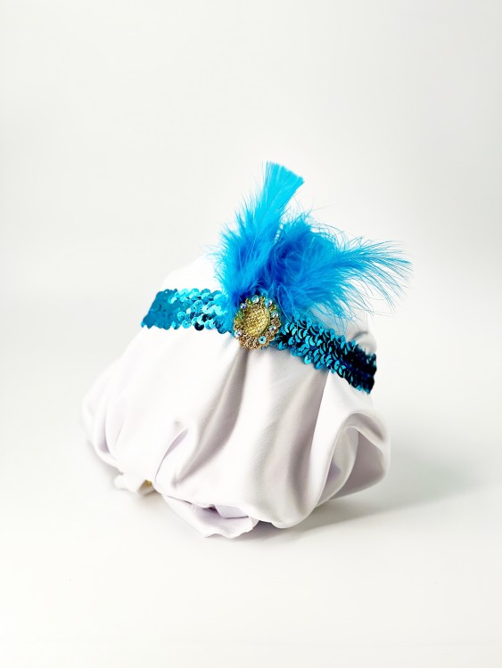 Повязка 30-е пайетки с пером синяя