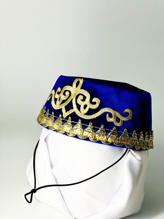 Феска восточная с золотым синяя