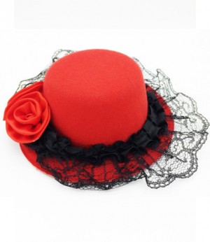 Шляпа на заколке красная с двумя атласными розами