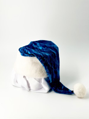 Шапка Морозко бирюзовая с белым мехом