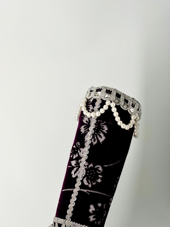 Шапка монгола высокая с жемчугом и росписью