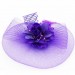 Вуалетка фиолетовая с цветком, пером, бантом