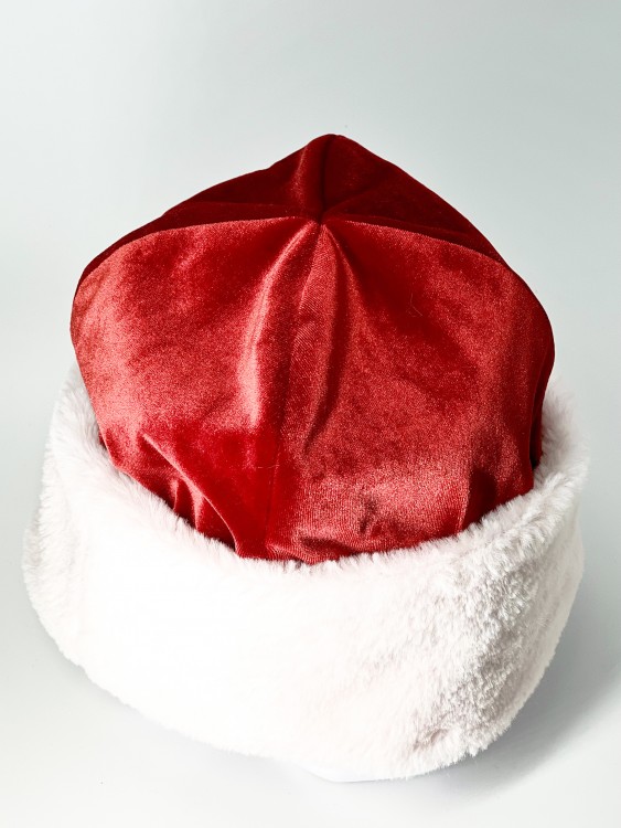 Шапка Деда Мороза красный бархат/мех