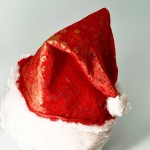 Шапка Санты красная золотые узоры Шапка Санты красная золотые узоры