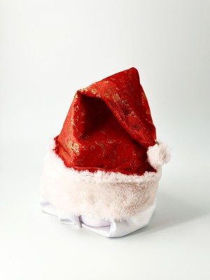 Шапка Санты красная золотые узоры