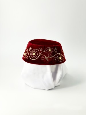 Феска восточная бордо с вышивкой и камнями