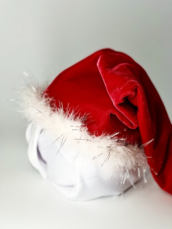 Колпак Санты красный, мех с люрексом Колпак Санты красный, мех с люрексом