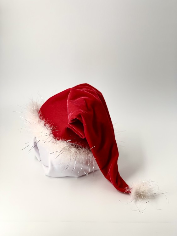 Колпак Санты красный, мех с люрексом Колпак Санты красный, мех с люрексом