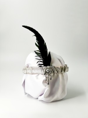 Повязка перья серебро бусинки