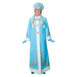 Карнавальный костюм Снегурочка плюш с тесьмой, серебро ПРОДАЖА
