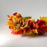 Венок осенний, листья разноцветные, золотые ветки